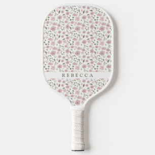 Coquette Floral Pattern   Personalized Name  Pickleball Paddle