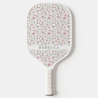 Coquette Floral Pattern | Personalized Name  Pickleball Paddle