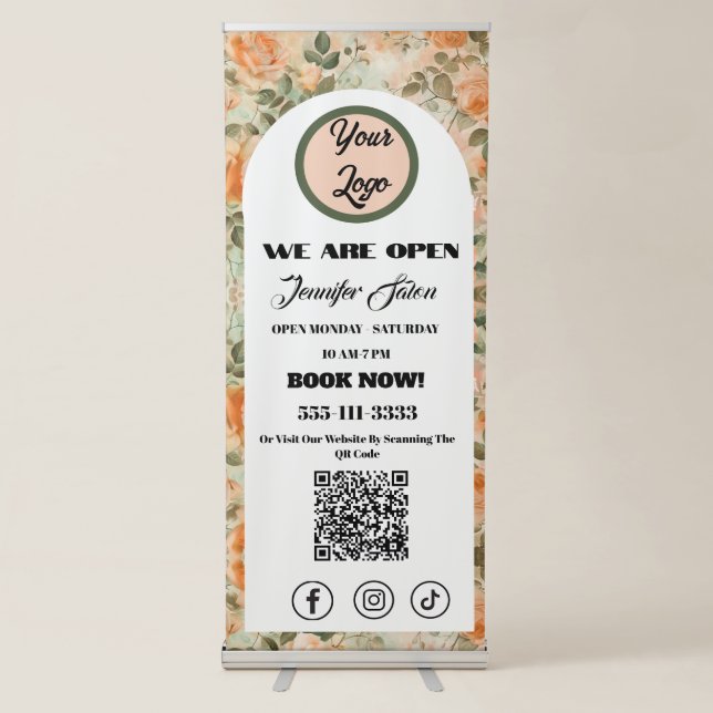 Coquette Flowers Opening Hours  Retractable Banner (Front)