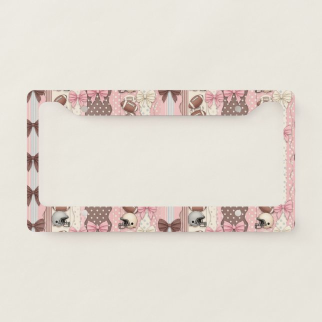 Coquette Football Bows Leopard Pattern (10) License Plate Frame (Front)