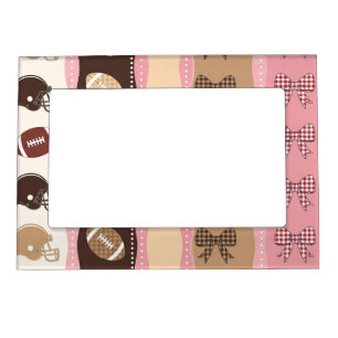 Coquette Football Bows Leopard Pattern (10) Magnetic Frame