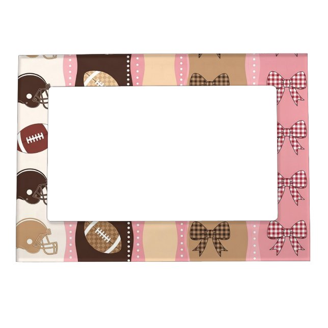 Coquette Football Bows Leopard Pattern (10) Magnetic Frame (Front)