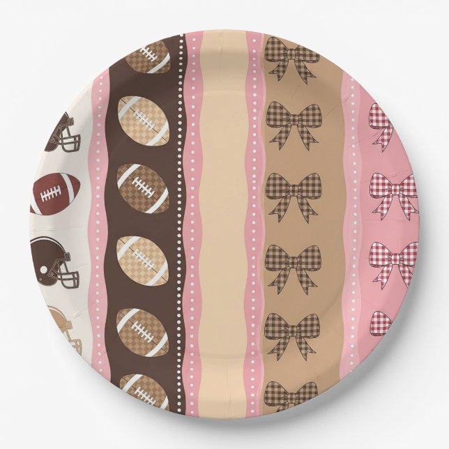Coquette Football Bows Leopard Pattern (10) Paper Plates (Front)