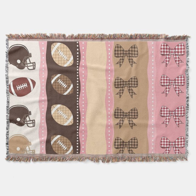 Coquette Football Bows Leopard Pattern (10) Throw Blanket (Front)