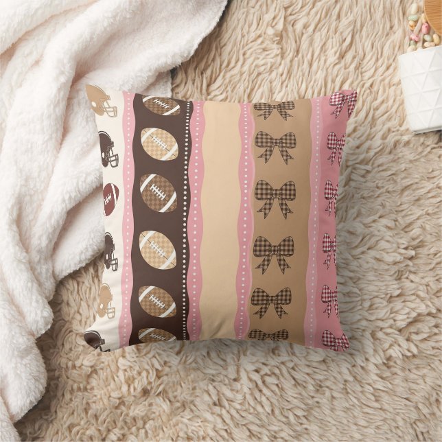 Coquette Football Bows Leopard Pattern (10) Throw Pillow (Blanket)