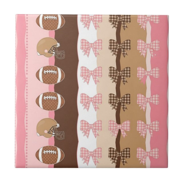 Coquette Football Bows Leopard Pattern (11) Ceramic Tile (Front)
