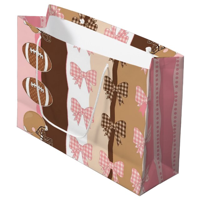 Coquette Football Bows Leopard Pattern (11) Large Gift Bag (Front Angled)