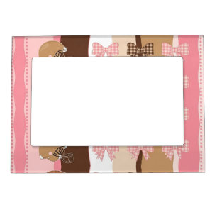 Coquette Football Bows Leopard Pattern (11) Magnetic Frame