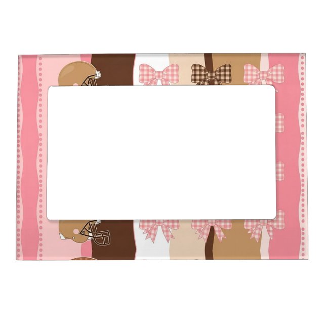 Coquette Football Bows Leopard Pattern (11) Magnetic Frame (Front)