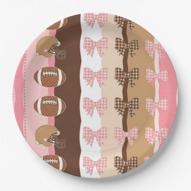 Coquette Football Bows Leopard Pattern (11) Paper Plates (Front)