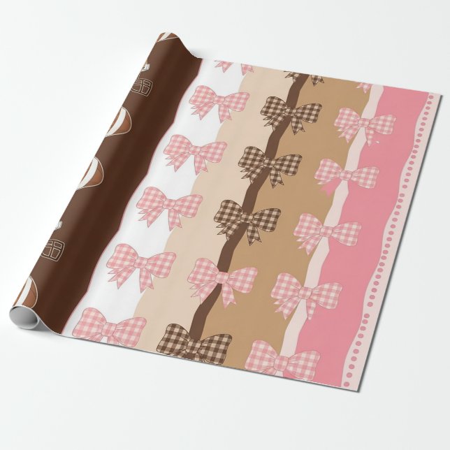 Coquette Football Bows Leopard Pattern (11) Wrapping Paper (Unrolled)