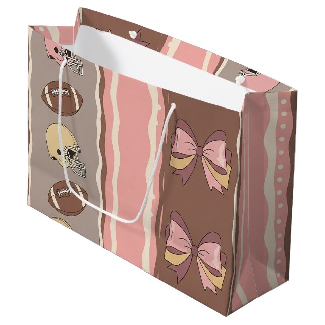 Coquette Football Bows Leopard Pattern (12) Large Gift Bag (Front Angled)