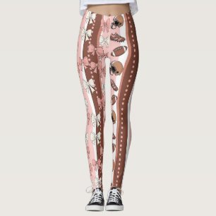 Coquette Football Bows Leopard Pattern (12) Leggings