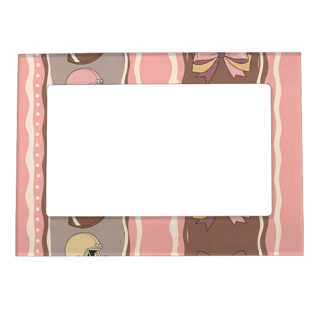 Coquette Football Bows Leopard Pattern (12) Magnetic Frame (Front)