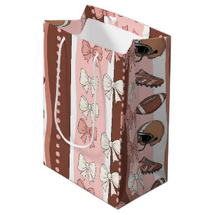 Coquette Football Bows Leopard Pattern (12) Medium Gift Bag