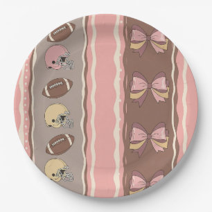 Coquette Football Bows Leopard Pattern (12) Paper Plates