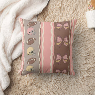 Coquette Football Bows Leopard Pattern (12) Throw Pillow