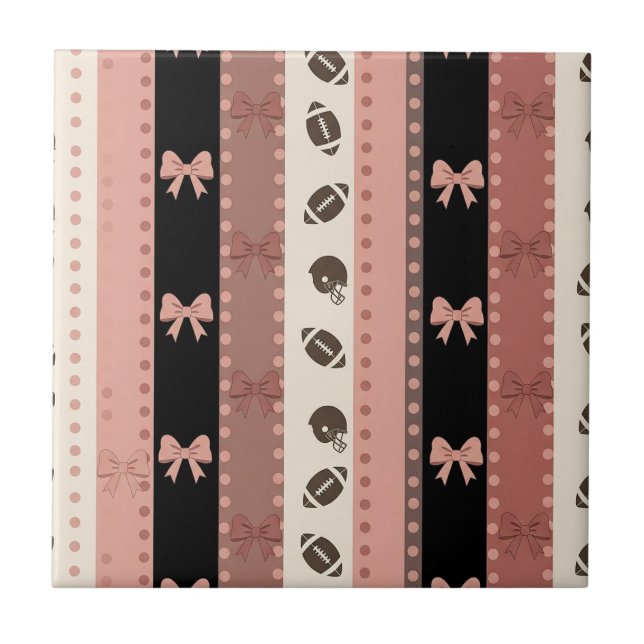 Coquette Football Bows Leopard Pattern (13) Ceramic Tile (Front)