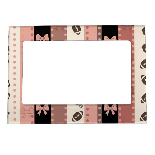 Coquette Football Bows Leopard Pattern (13) Magnetic Frame (Front)
