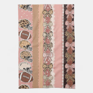 Coquette Football Bows Leopard Pattern (1) Kitchen Towel