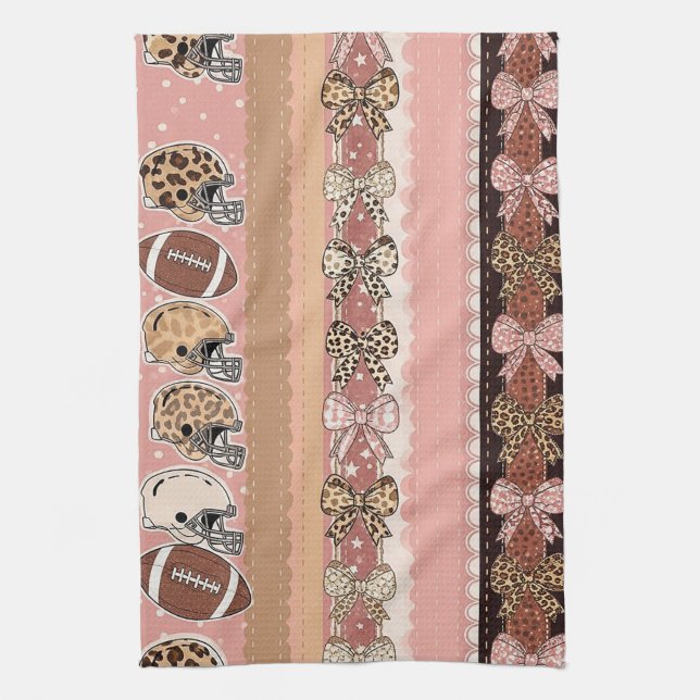 Coquette Football Bows Leopard Pattern (1) Kitchen Towel (Vertical)