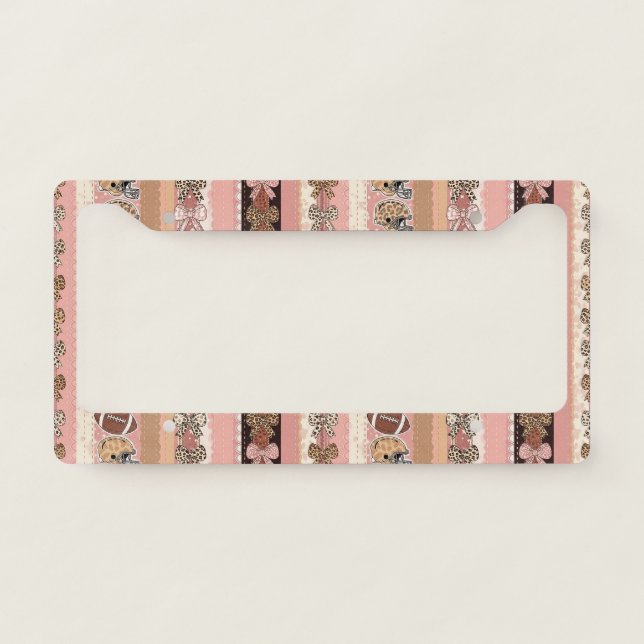 Coquette Football Bows Leopard Pattern (1) License Plate Frame (Front)