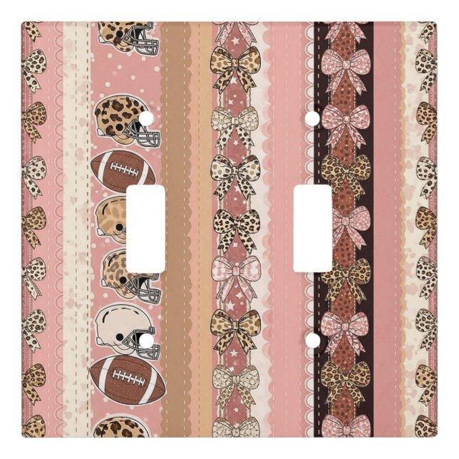 Coquette Football Bows Leopard Pattern (1) Light Switch Cover (Front)
