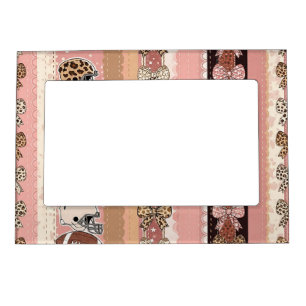 Coquette Football Bows Leopard Pattern (1) Magnetic Frame