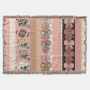 Coquette Football Bows Leopard Pattern (1) Throw Blanket