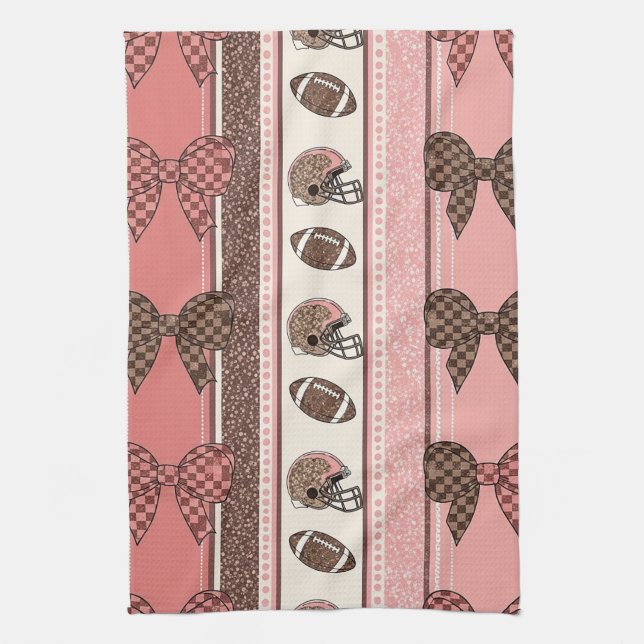 Coquette Football Bows Leopard Pattern (2) Kitchen Towel (Vertical)
