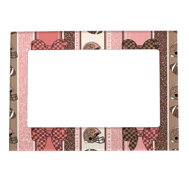 Coquette Football Bows Leopard Pattern (2) Magnetic Frame (Front)