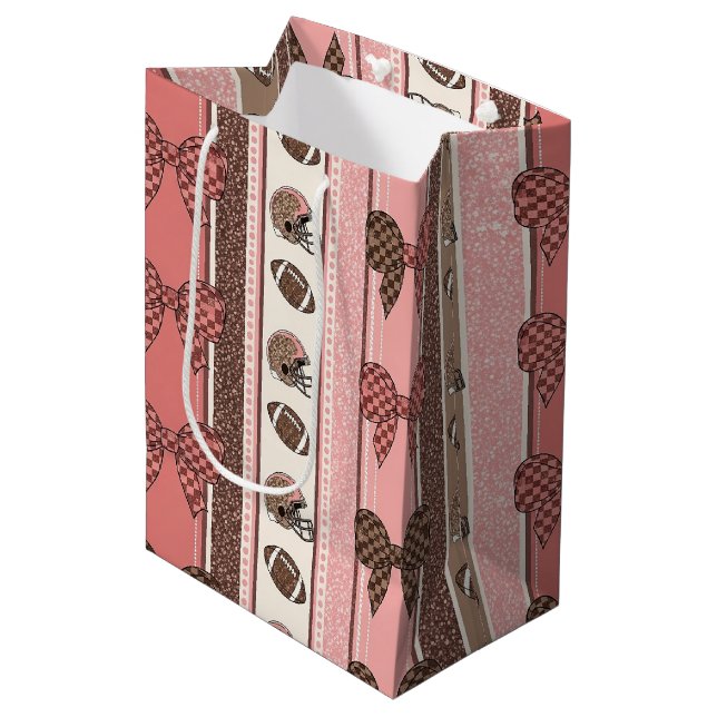 Coquette Football Bows Leopard Pattern (2) Medium Gift Bag (Front Angled)
