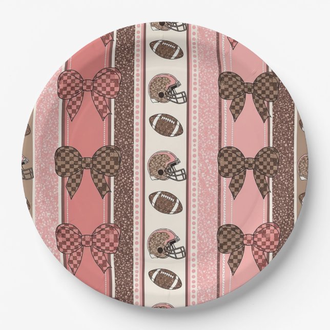 Coquette Football Bows Leopard Pattern (2) Paper Plates (Front)