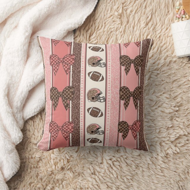 Coquette Football Bows Leopard Pattern (2) Throw Pillow (Blanket)
