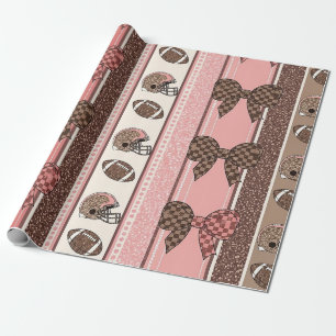 Coquette Football Bows Leopard Pattern (2) Wrapping Paper