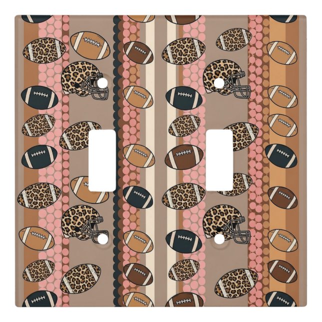 Coquette Football Bows Leopard Pattern (3) Light Switch Cover (Front)