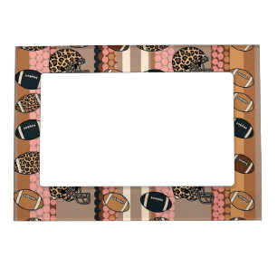 Coquette Football Bows Leopard Pattern (3) Magnetic Frame