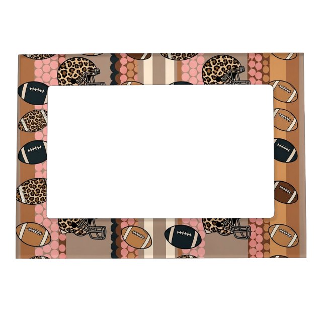 Coquette Football Bows Leopard Pattern (3) Magnetic Frame (Front)