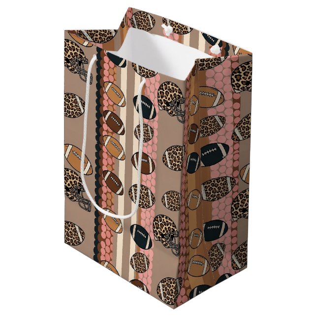 Coquette Football Bows Leopard Pattern (3) Medium Gift Bag (Front Angled)