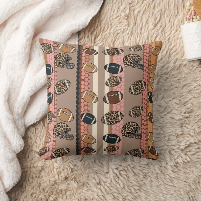 Coquette Football Bows Leopard Pattern (3) Throw Pillow (Blanket)