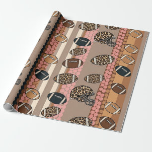 Coquette Football Bows Leopard Pattern (3) Wrapping Paper