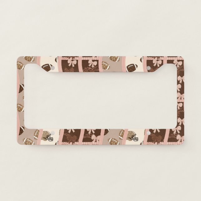 Coquette Football Bows Leopard Pattern (4) License Plate Frame (Front)