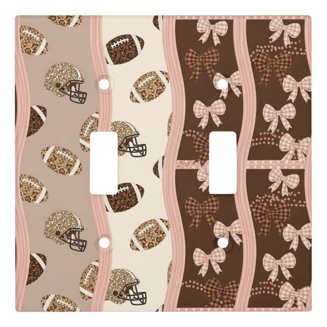 Coquette Football Bows Leopard Pattern (4) Light Switch Cover (Front)