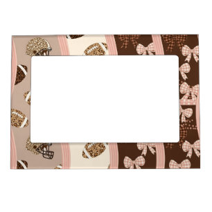 Coquette Football Bows Leopard Pattern (4) Magnetic Frame