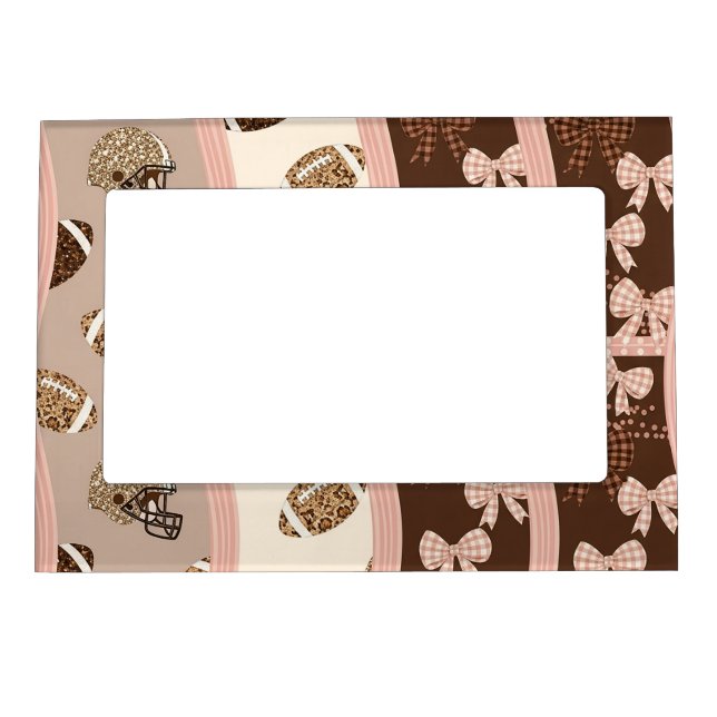 Coquette Football Bows Leopard Pattern (4) Magnetic Frame (Front)