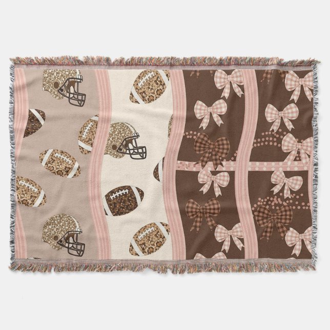 Coquette Football Bows Leopard Pattern (4) Throw Blanket (Front)