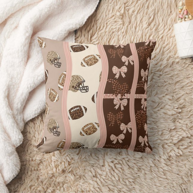Coquette Football Bows Leopard Pattern (4) Throw Pillow (Blanket)