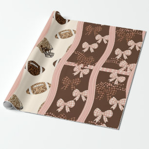 Coquette Football Bows Leopard Pattern (4) Wrapping Paper