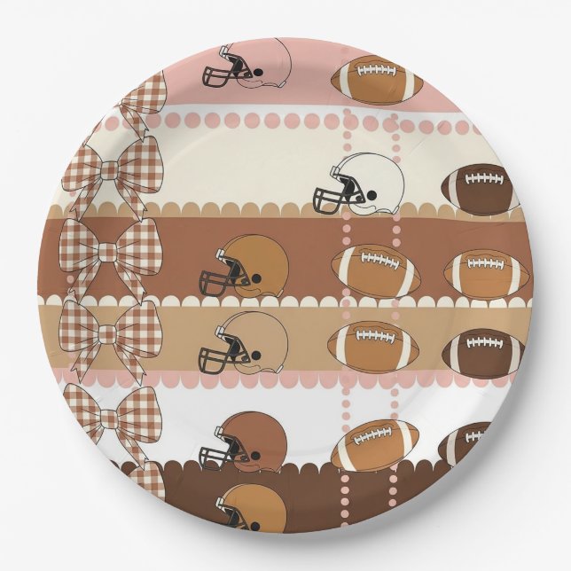 Coquette Football Bows Leopard Pattern (5) Paper Plates (Front)