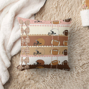 Coquette Football Bows Leopard Pattern (5) Throw Pillow